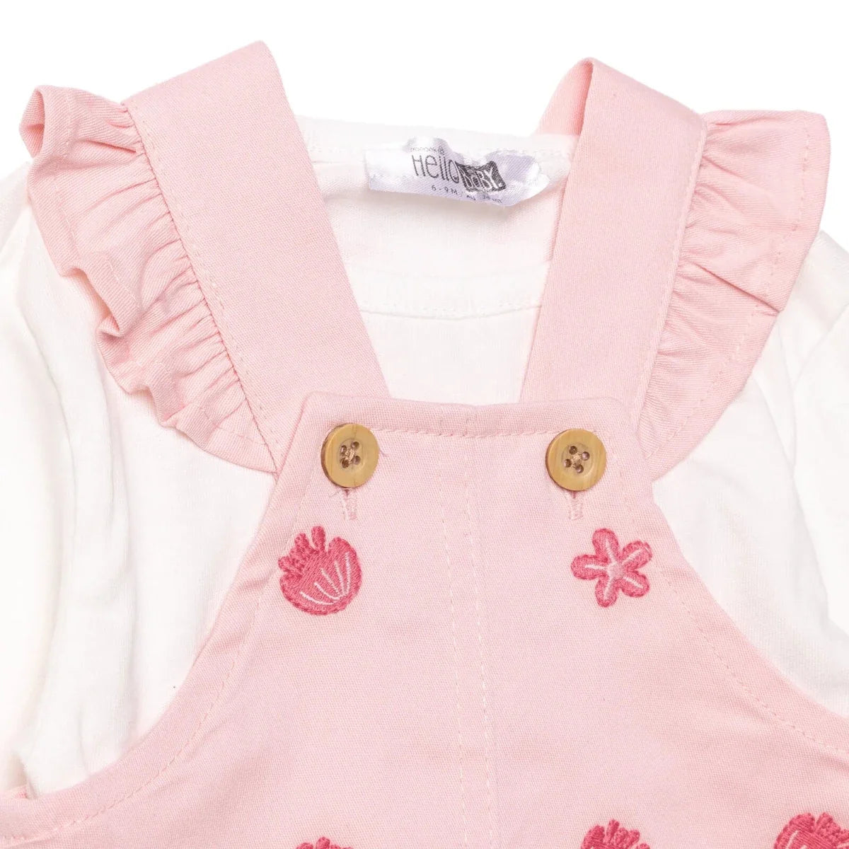 HelloBaby Girls Dungarees & T-shirt Polka Dot Print Buttoned Pastel Dreams Crew Neck Long Sleeve - Pink