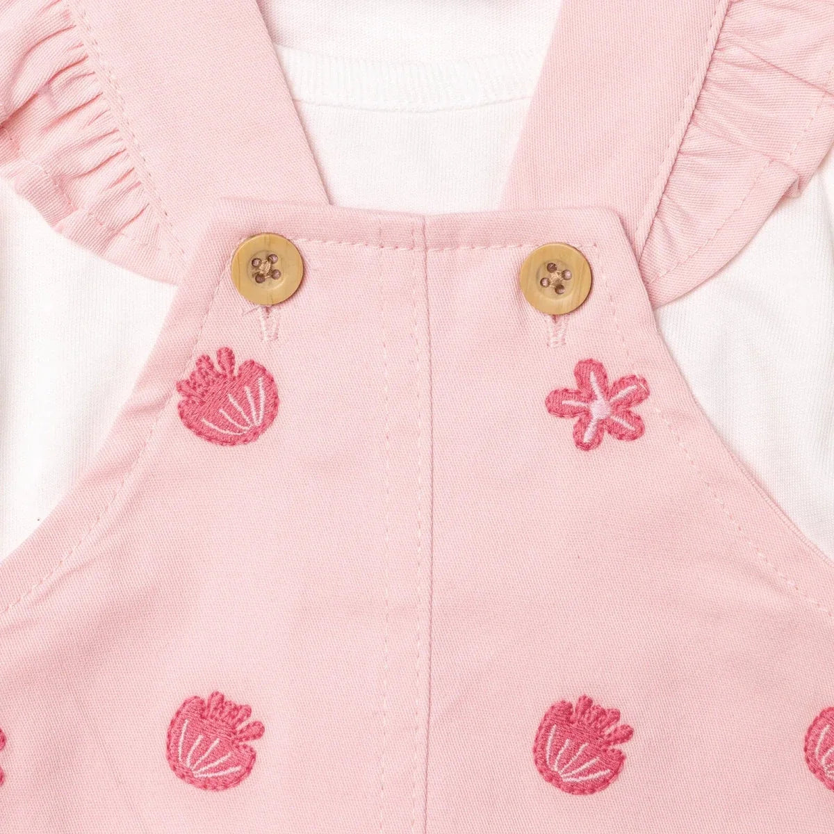HelloBaby Girls Dungarees & T-shirt Polka Dot Print Buttoned Pastel Dreams Crew Neck Long Sleeve - Pink
