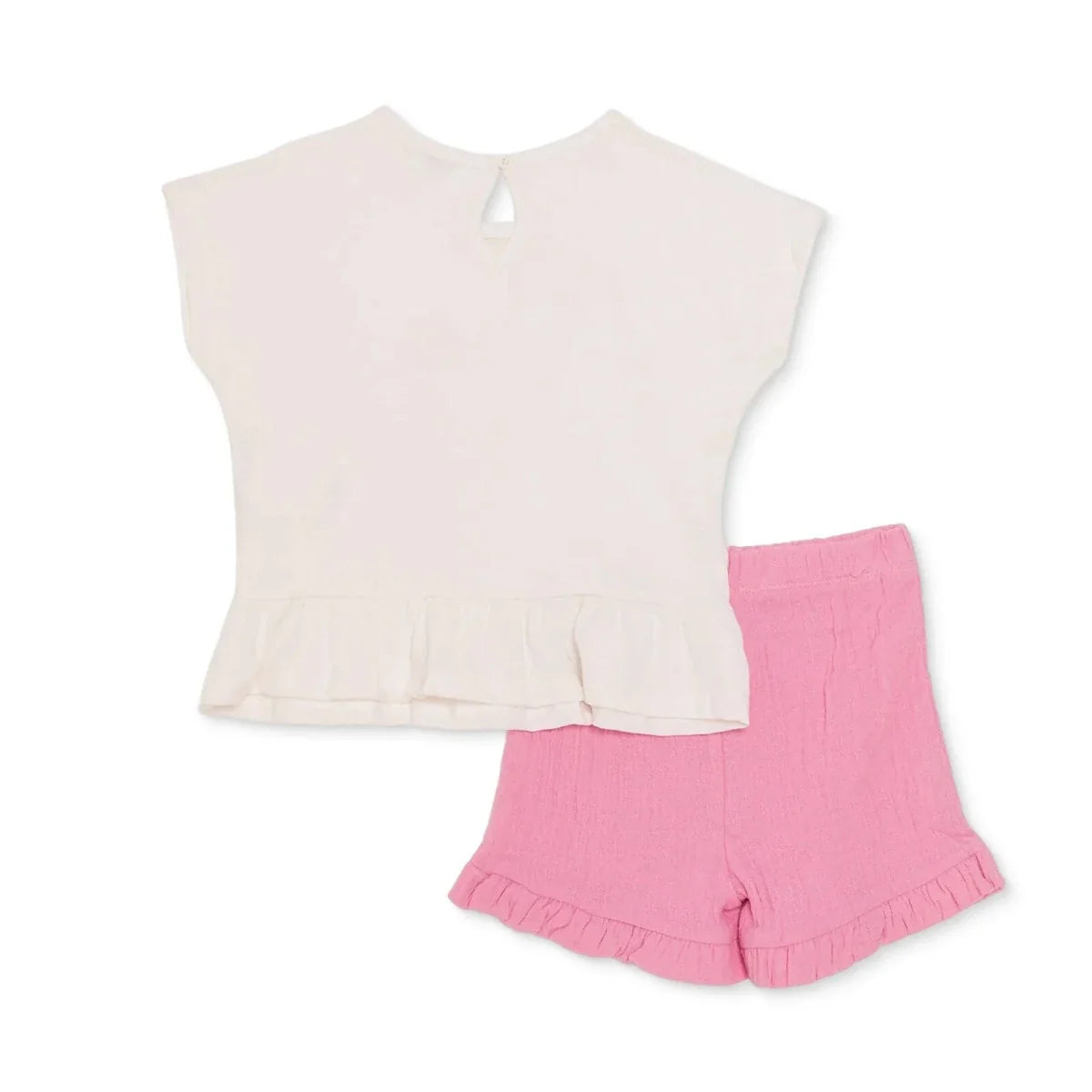 HelloBaby Girls T-shirt & Shorts Set Floral Print Ditsy Flower Crew Neck Short Length Short Sleeve - Ecru