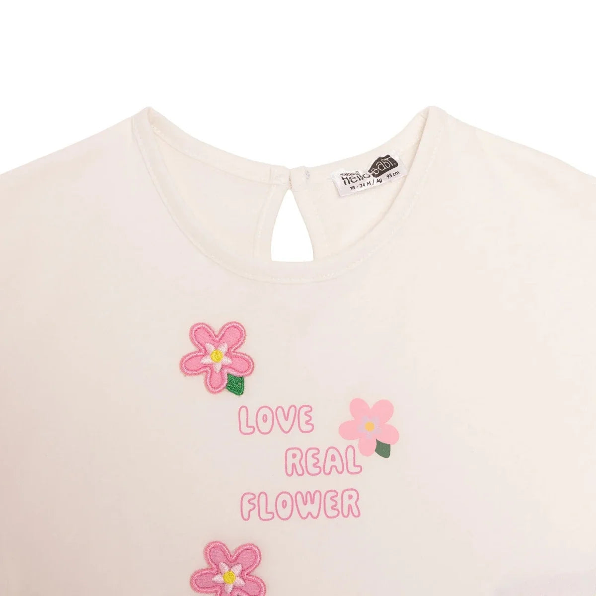 HelloBaby Girls T-shirt & Shorts Set Floral Print Ditsy Flower Crew Neck Short Length Short Sleeve - Ecru