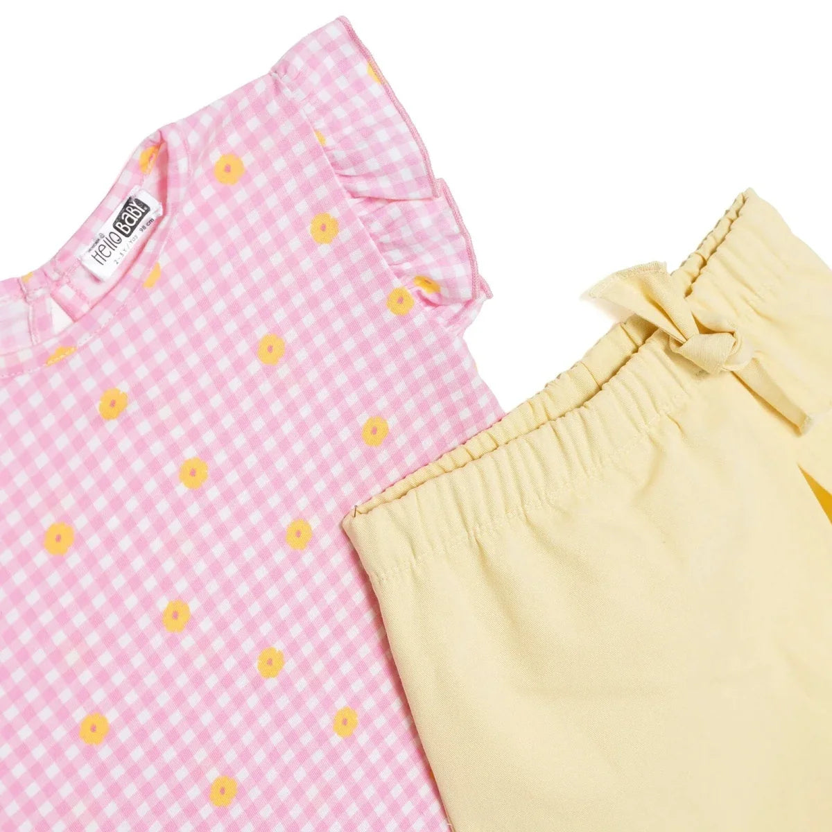 HelloBaby Girls Blouse & Shorts Set Ditsy Flower Crew Neck Short Length Short Sleeve - Pink Printed