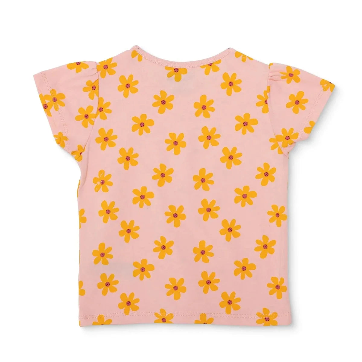HelloBaby Girls T-shirt Floral Print Crew Neck Short Sleeve - Salmon