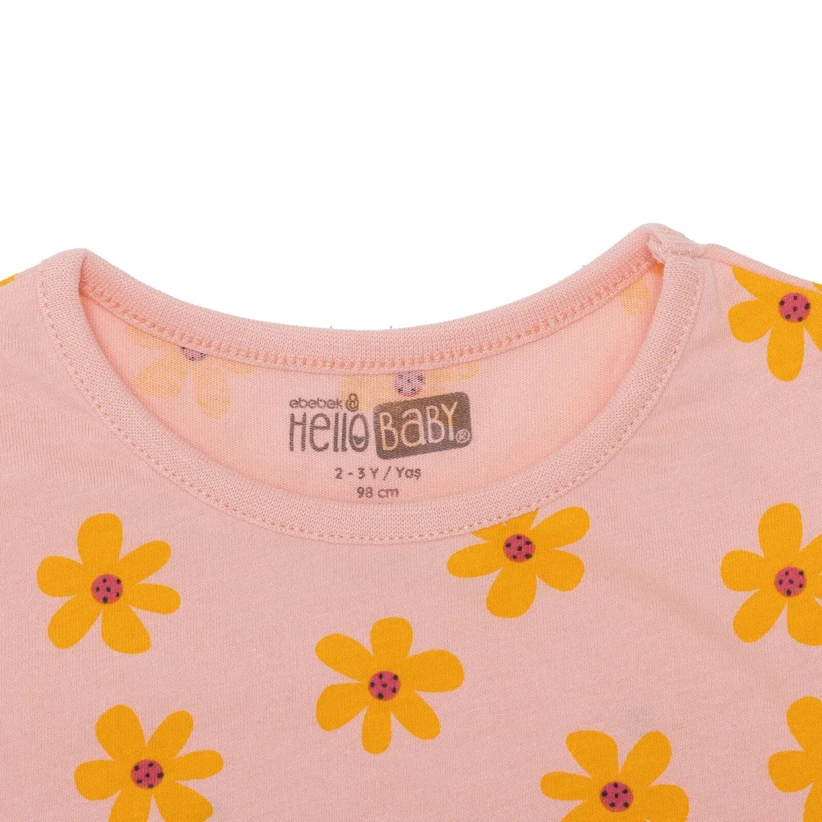 HelloBaby Girls T-shirt Floral Print Crew Neck Short Sleeve - Salmon
