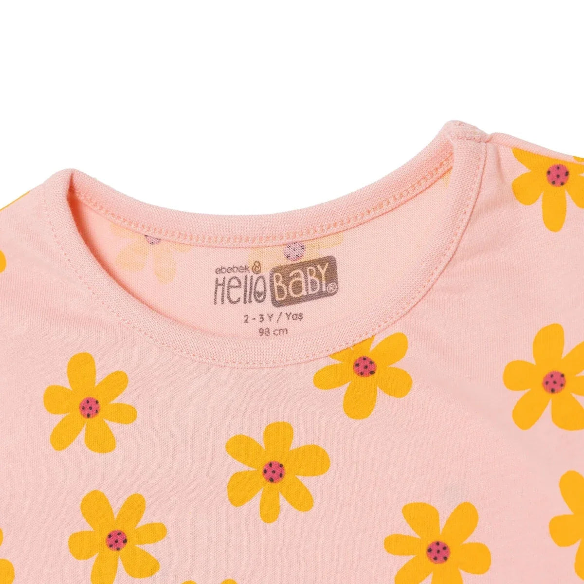 HelloBaby Girls T-shirt Floral Print Crew Neck Short Sleeve - Salmon