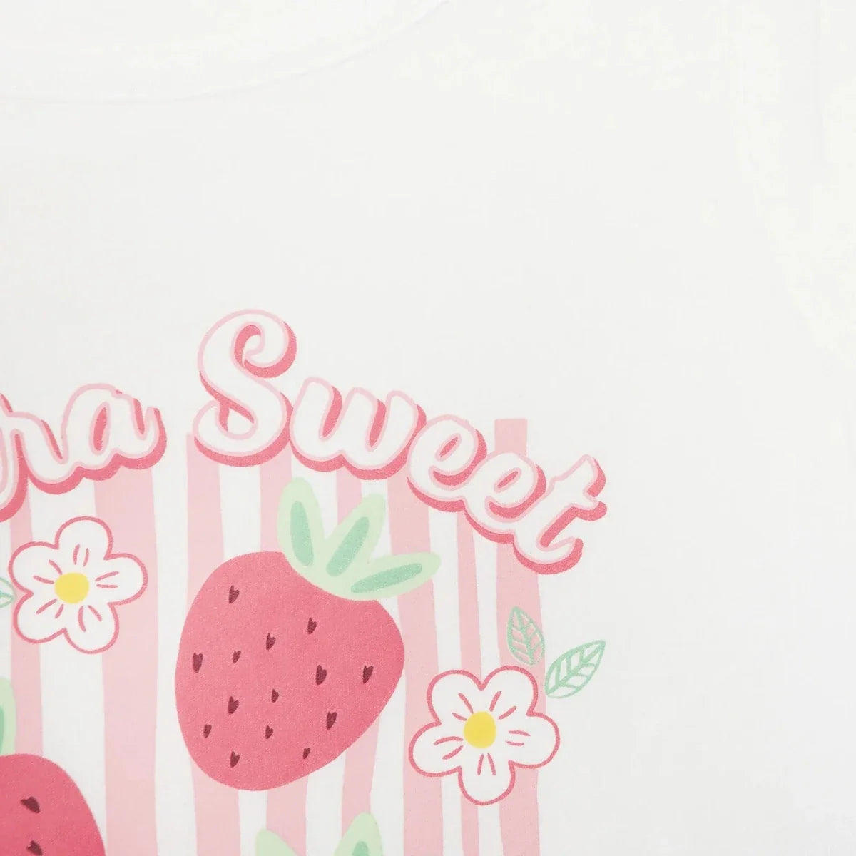 HelloBaby Girls T-shirt Strawberry Print Crew Neck Short Sleeve - Ecru