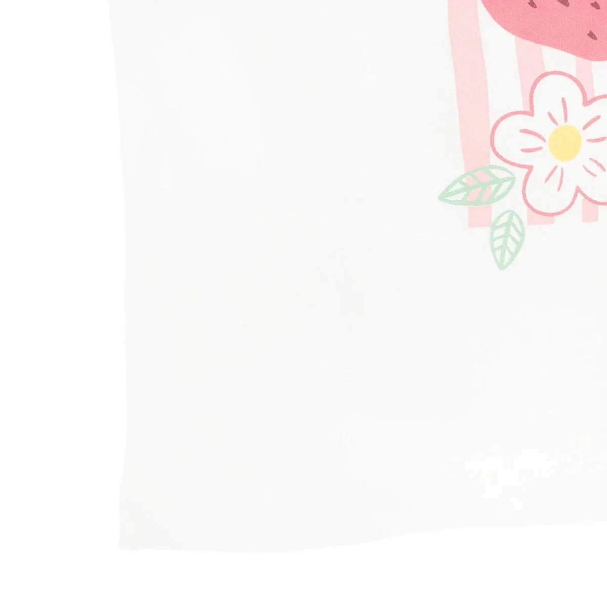 HelloBaby Girls T-shirt Strawberry Print Crew Neck Short Sleeve - Ecru