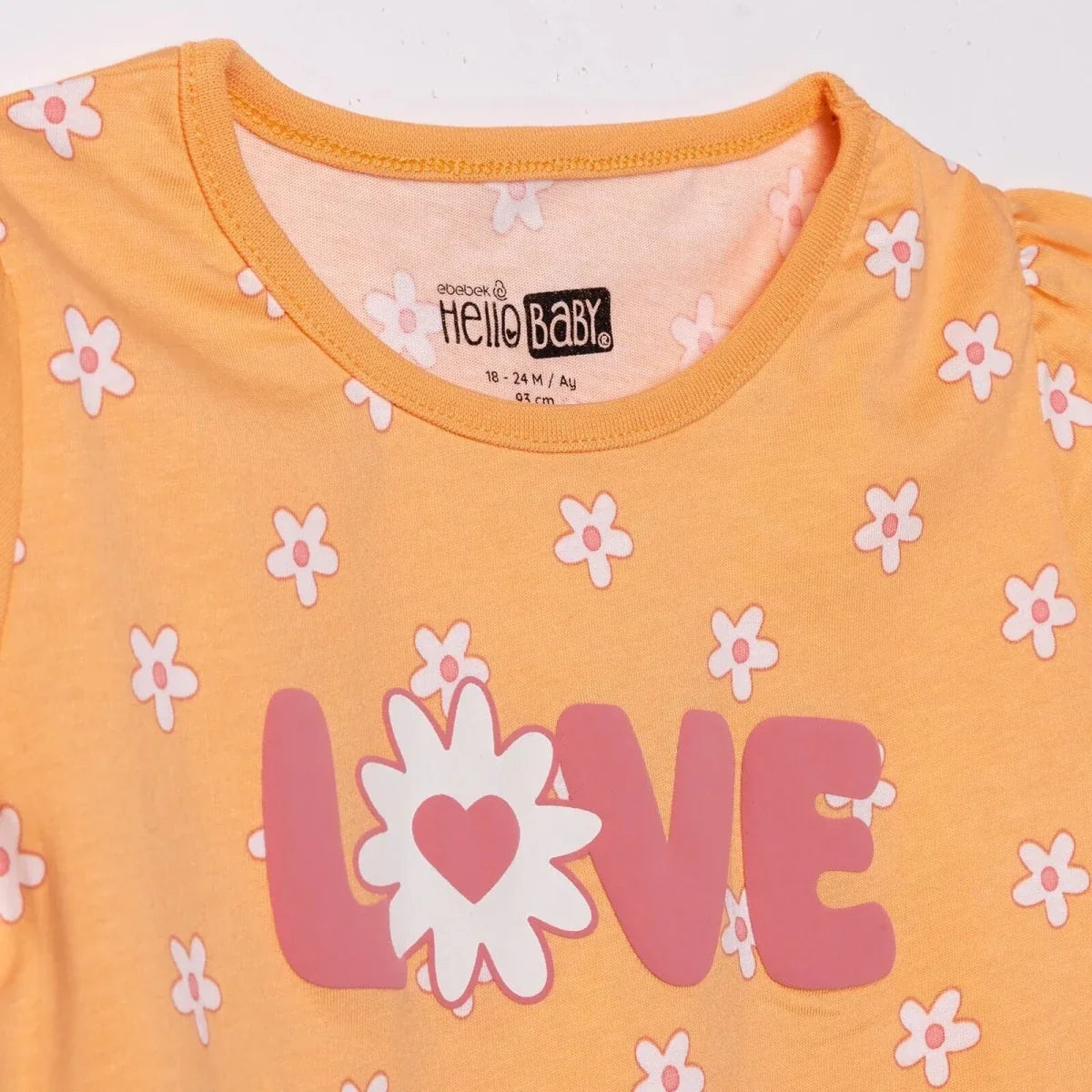 HelloBaby Girls T-shirt Floral Print Crew Neck Short Sleeve - Salmon