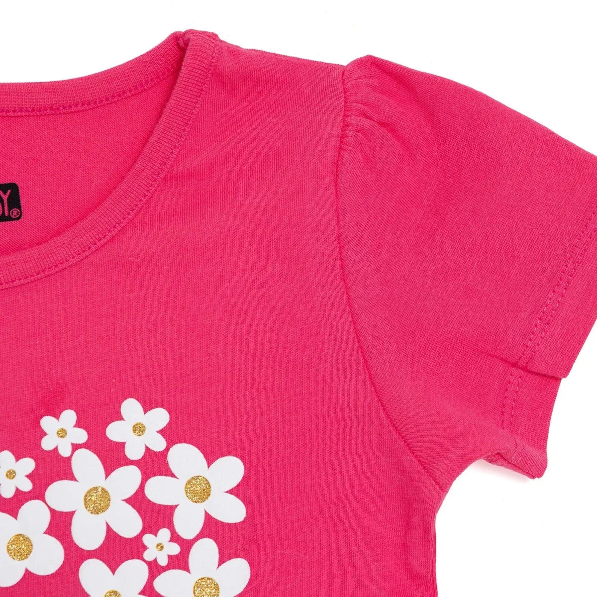HelloBaby Girls T-shirt Heart Print Crew Neck Short Sleeve - Pink
