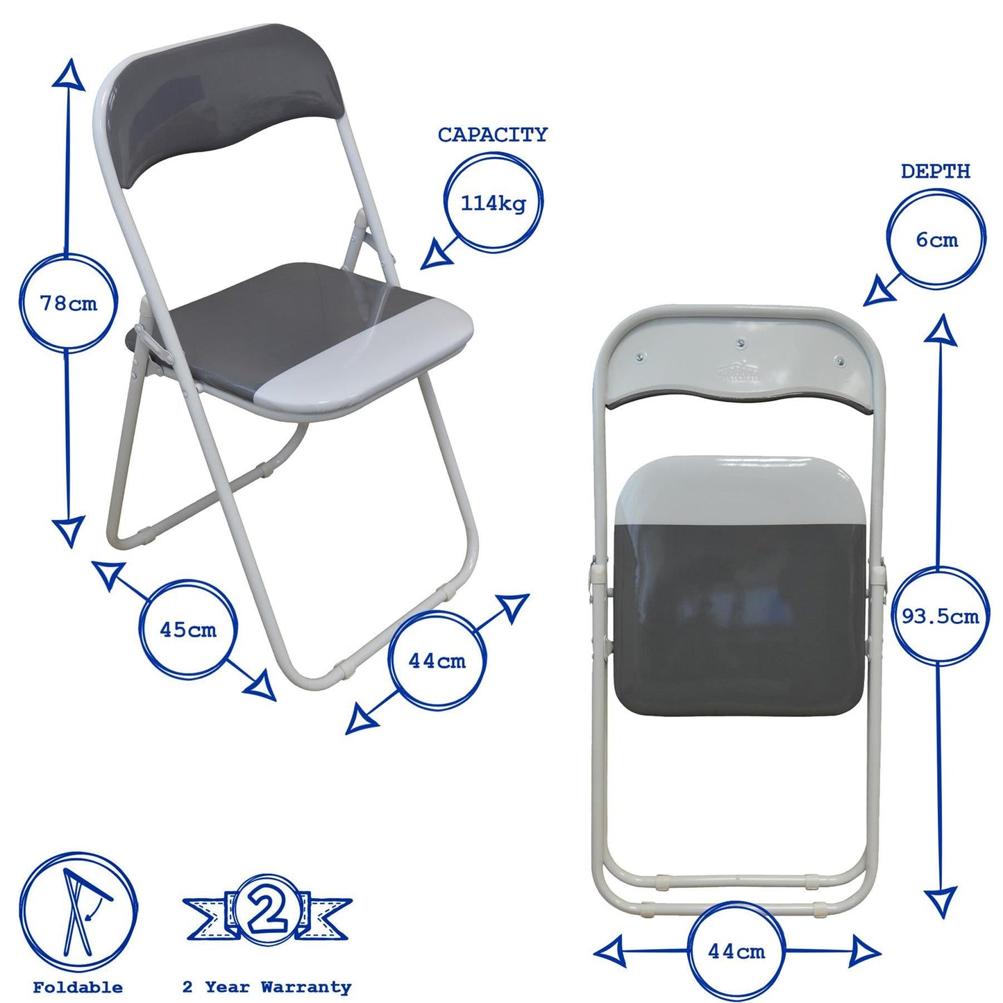 Blue Wave Padded Folding Chair - Pack of Six