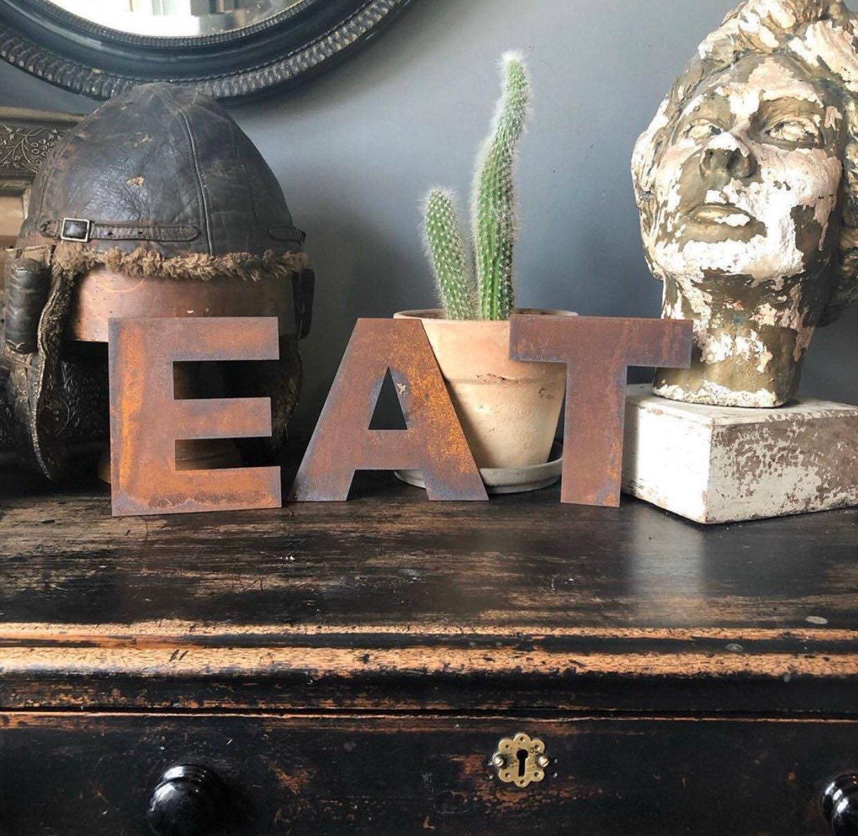 5” Rusty Metal Alphabet Letters A–Z | Fat Font Steel Lettering