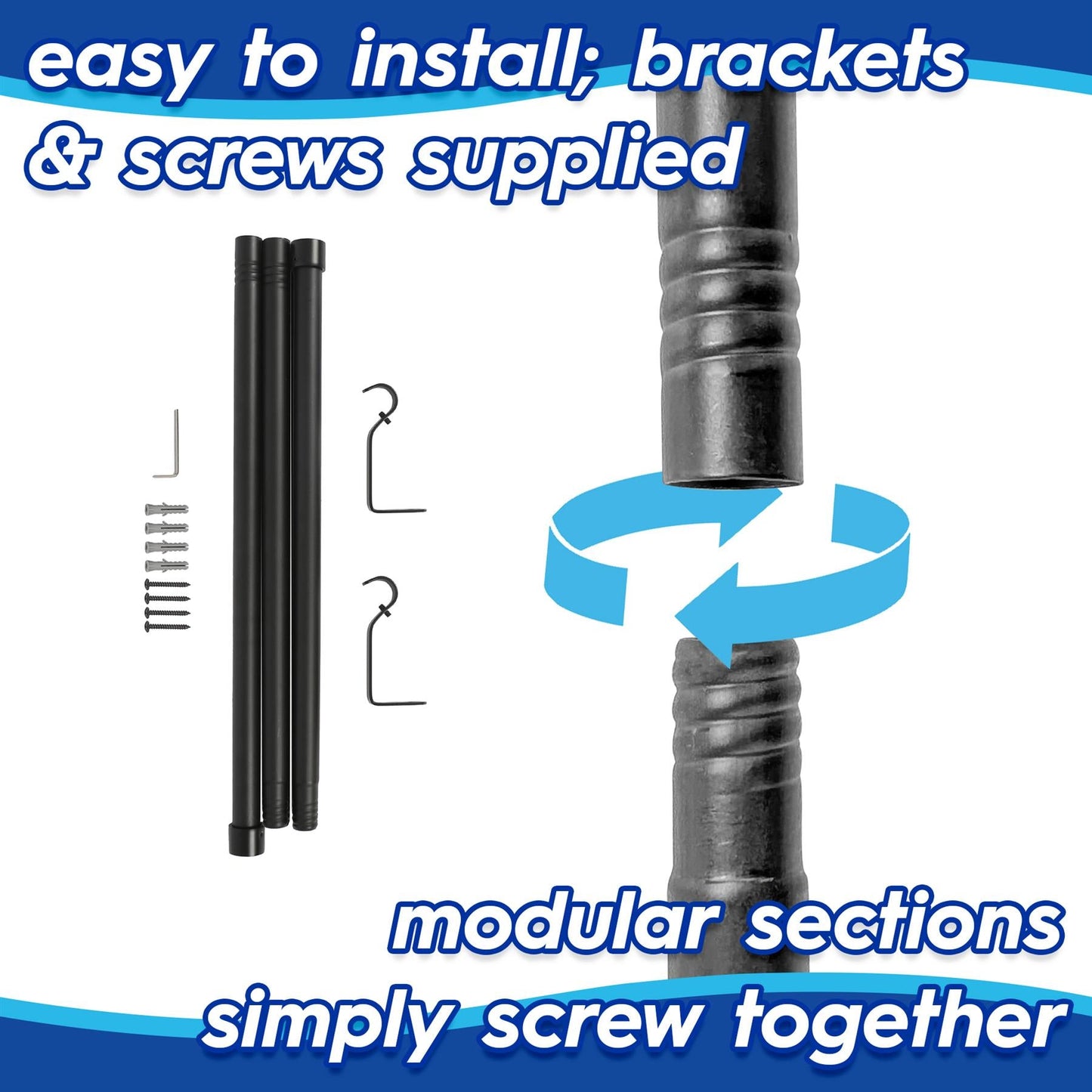 Extendable Metal Curtain Pole Kit - 83 to 120cm
