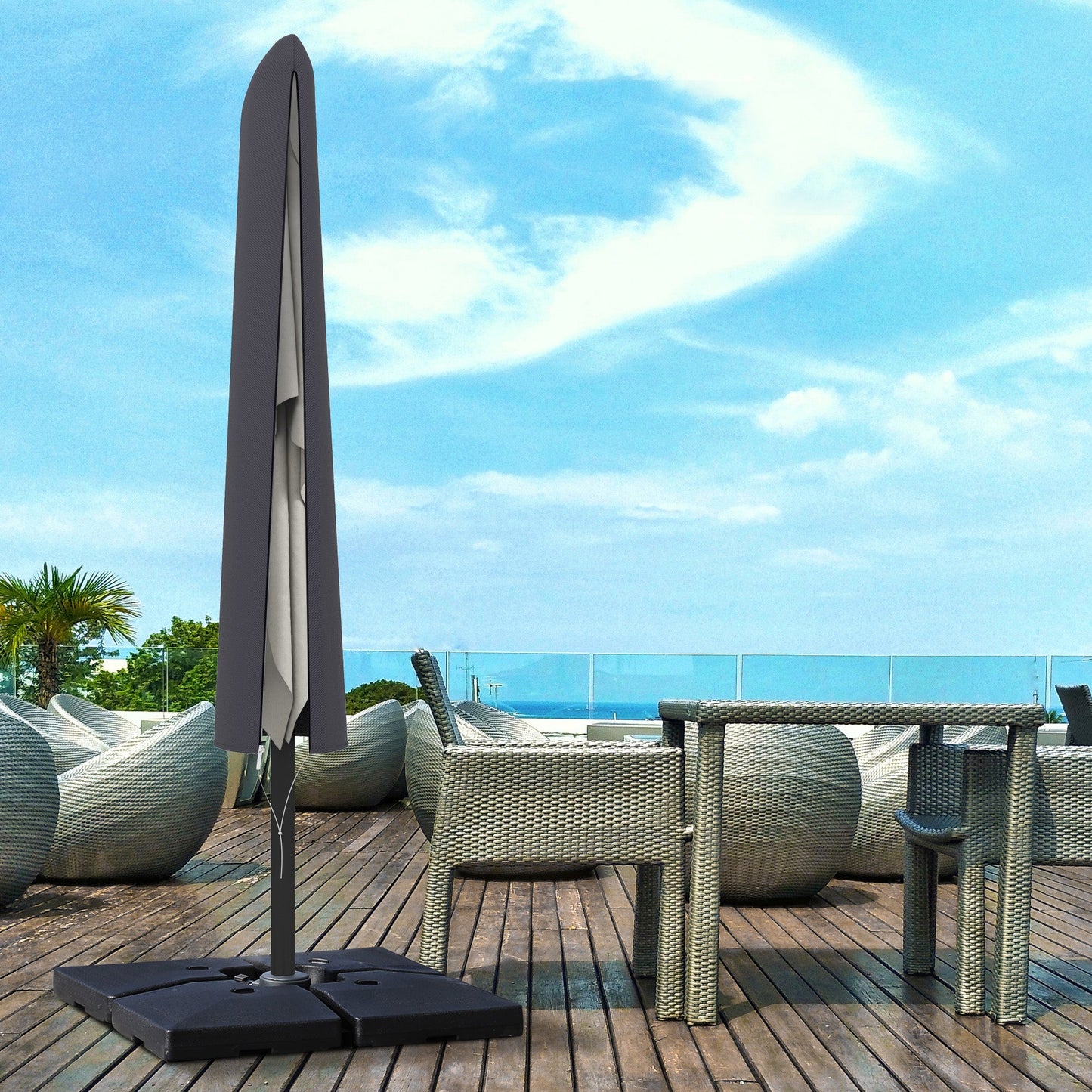 Outsunny Cantilever Umbrella Cover Outdoor Parasol UV Protector w/ Rod, Zipper