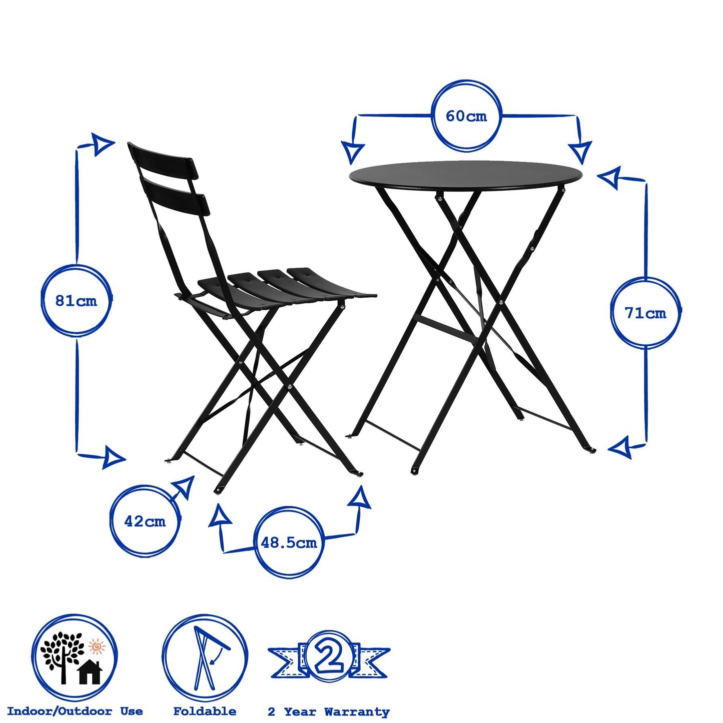 Light Blue Two-Seater Round Bistro Set