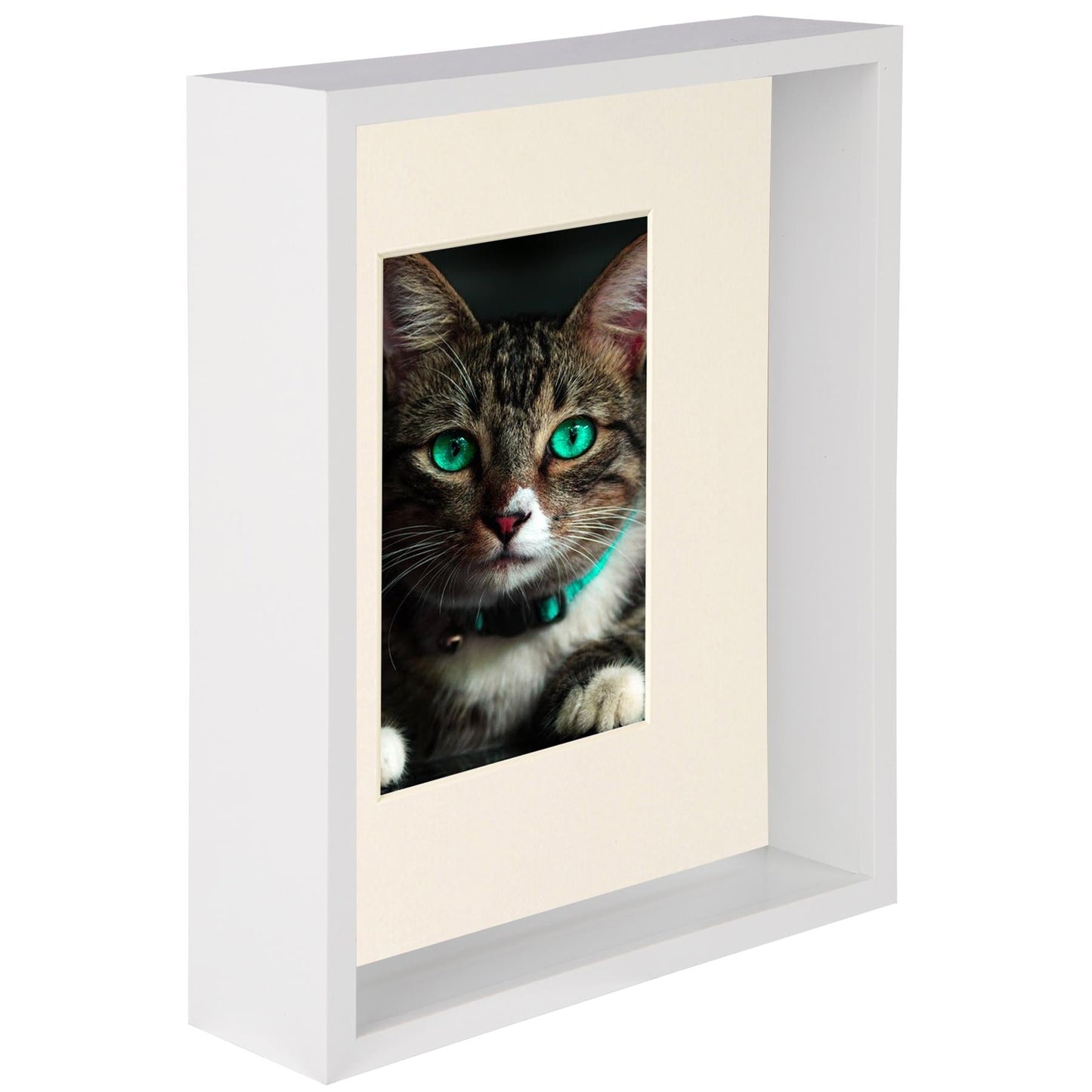 8" x 10" White 3D Deep Box Photo Frame - with 4" x 6" Mount