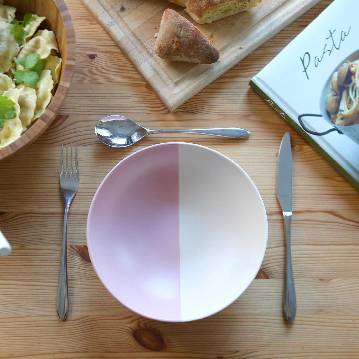 Colour Block Stoneware Pasta Bowl - 20.5cm