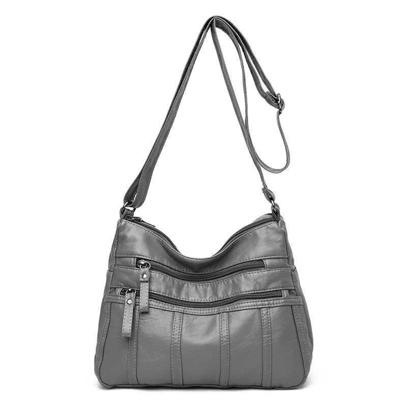 New Trendy Soft Leather Multilayer Messenger Bag
