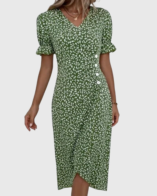 Barbara - Fresh Bloom V-Neck Dress
