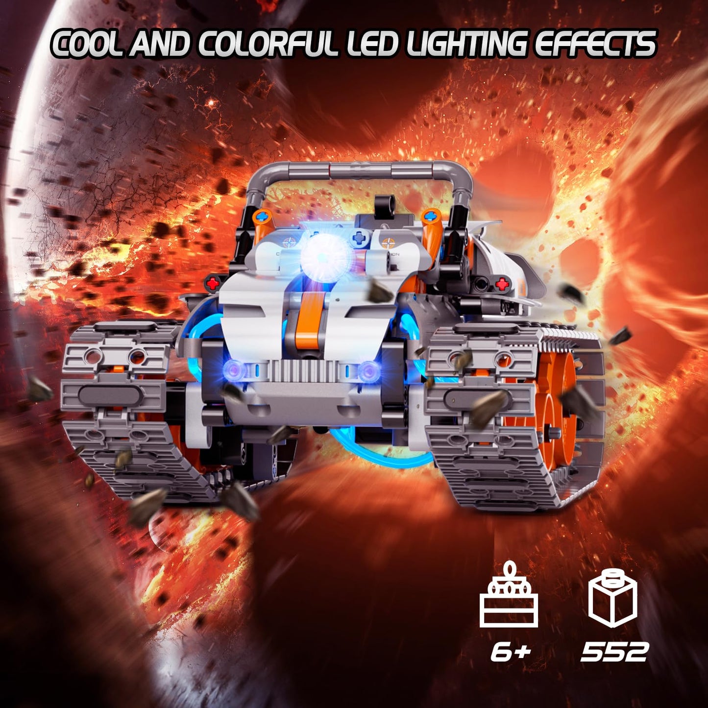 28°C 5-in-1 STEM Building Set for Kids — Remote & App Controlled, 552 Pcs (Ages 6-12+)
