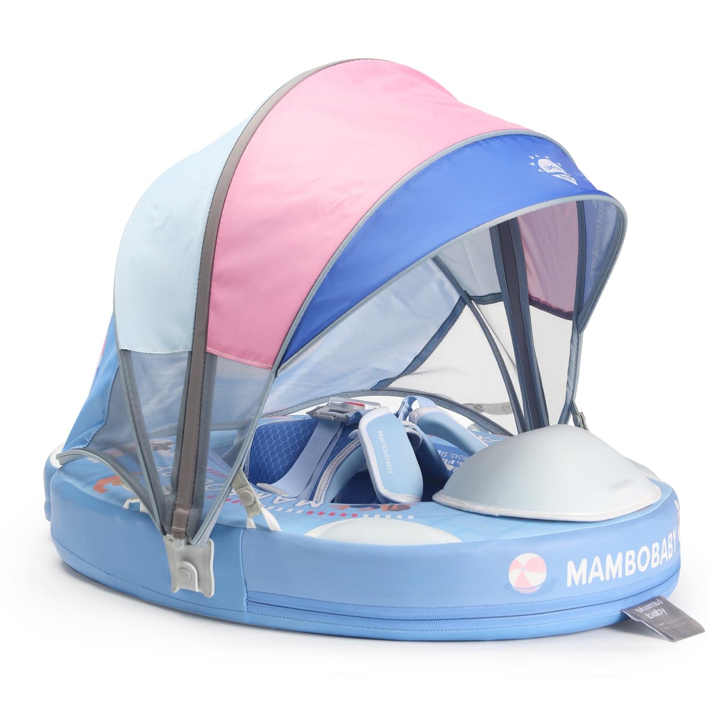 28°C Mambobaby Baby Pool Float with Canopy & Tail | Deluxe Non-Inflatable Infant Swim Float