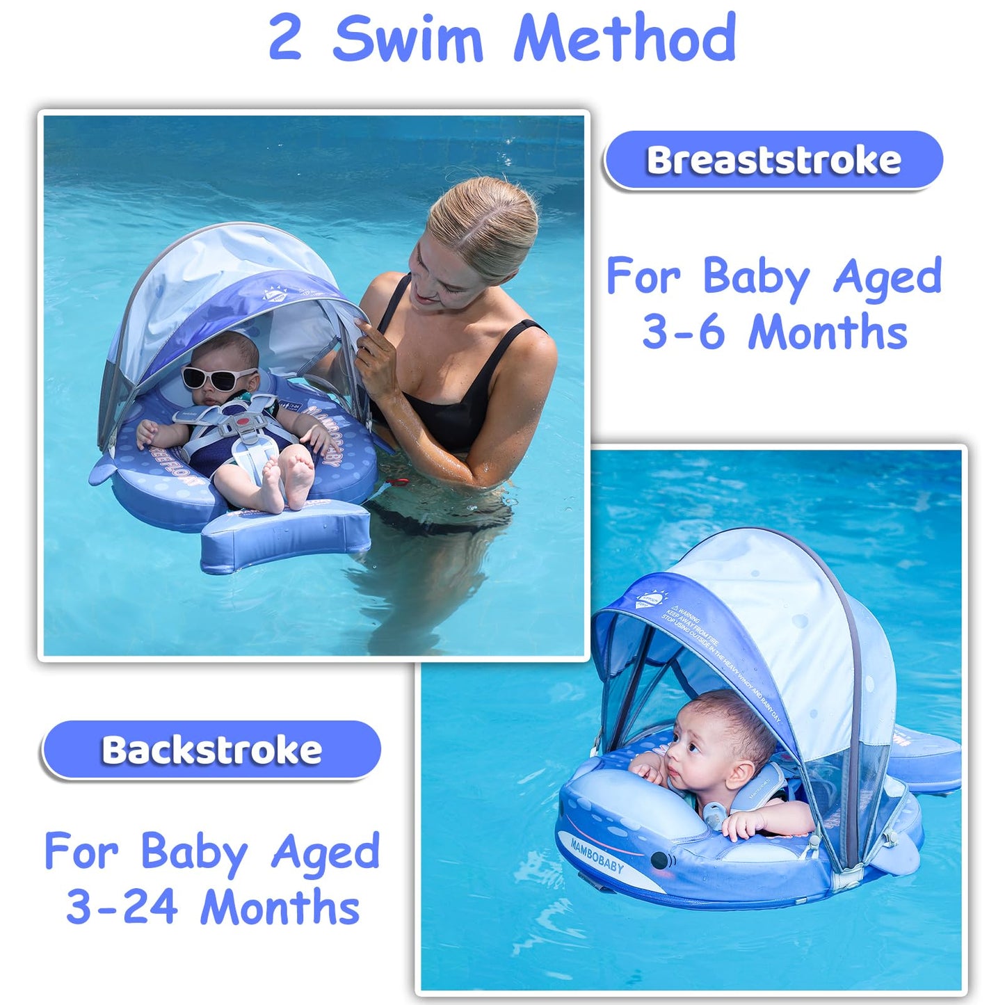 28°C Mambobaby Shark Baby Pool Float with Canopy & Tail | 3–24 Months