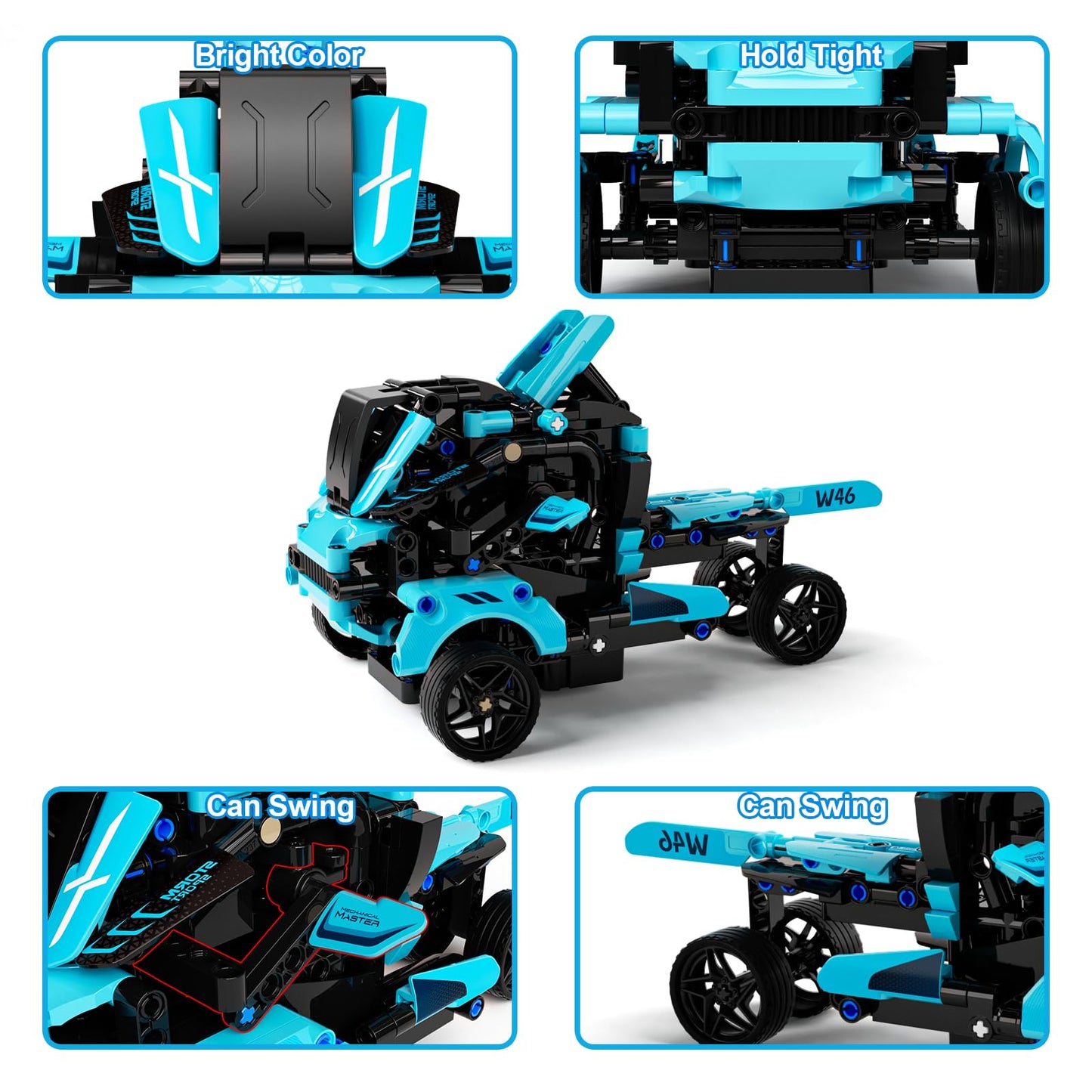 28°C STEM Remote Car Building Kit for Kids 8-12 – 2-in-1 Car & Shark Chariot with App & Remote