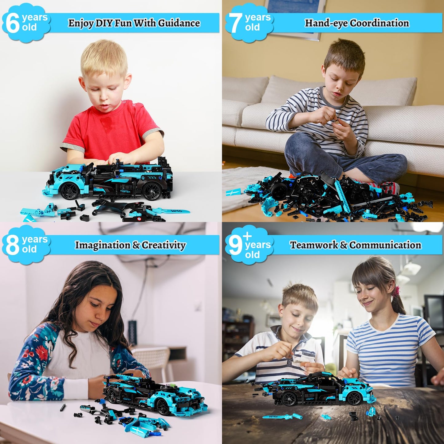 28°C STEM Remote Car Building Kit for Kids 8-12 – 2-in-1 Car & Shark Chariot with App & Remote