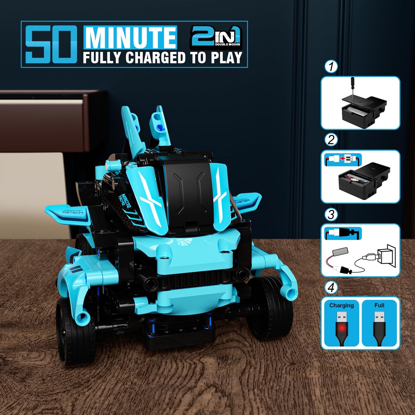 28°C STEM Remote Car Building Kit for Kids 8-12 – 2-in-1 Car & Shark Chariot with App & Remote