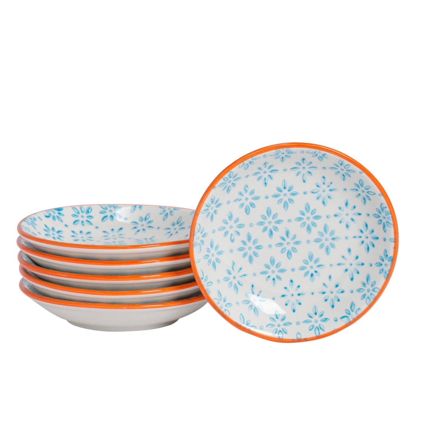 Hand-Printed Stoneware Sauce Dishes - 10cm - Pack of 6