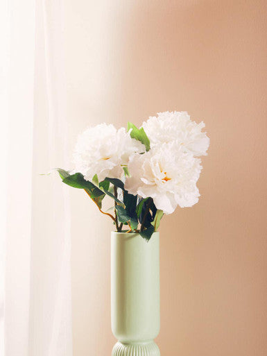 Fiori White Peony Open Ruffled Bloom Stem