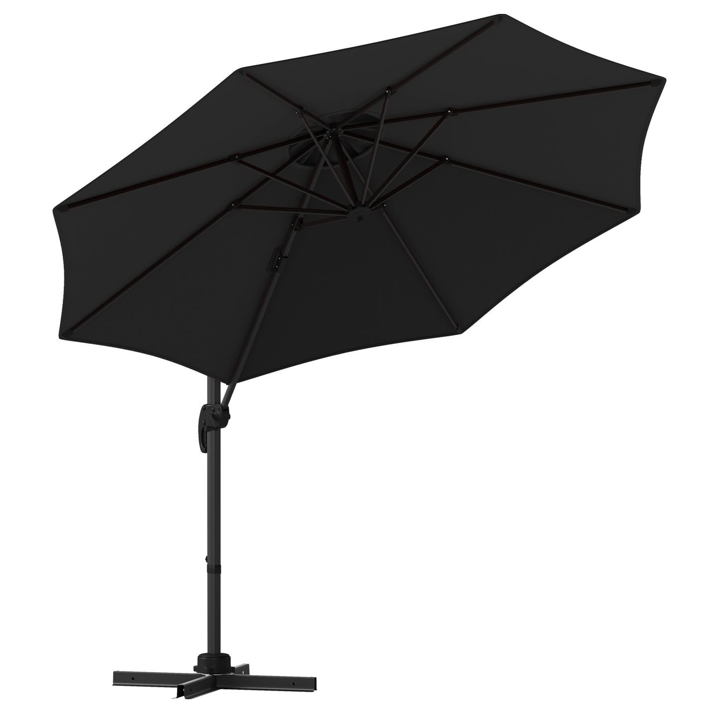 294 x 248 cm Round Outdoor Patio Umbrella Cantilever Umbrella with 360° Rotation for Backyard-Beige