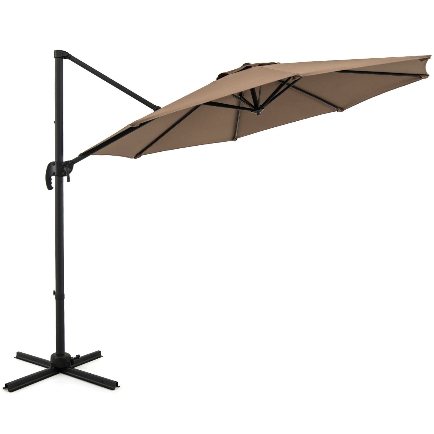 294 x 248 cm Round Outdoor Patio Umbrella Cantilever Umbrella with 360° Rotation for Backyard-Beige