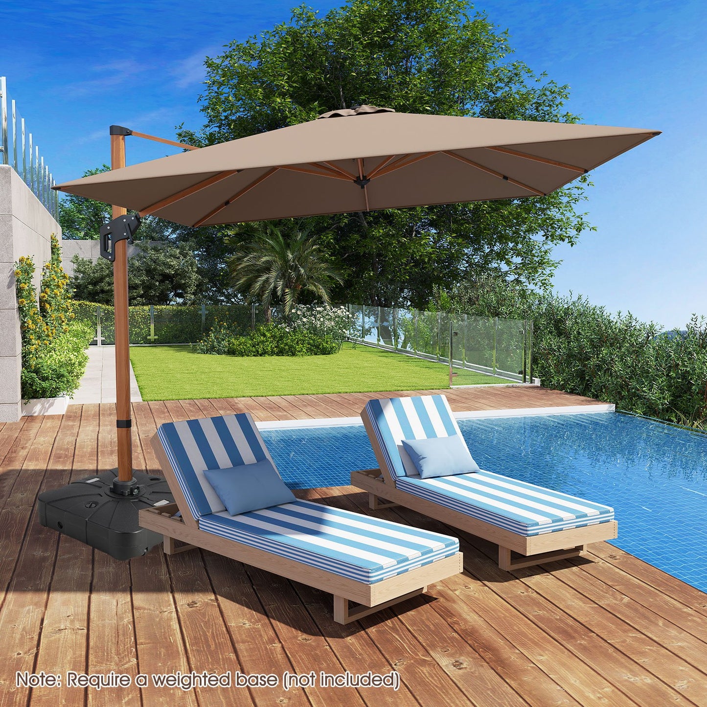 297 cm Outdoor Patio Cantilever Umbrella with 360° Rotation-Beige