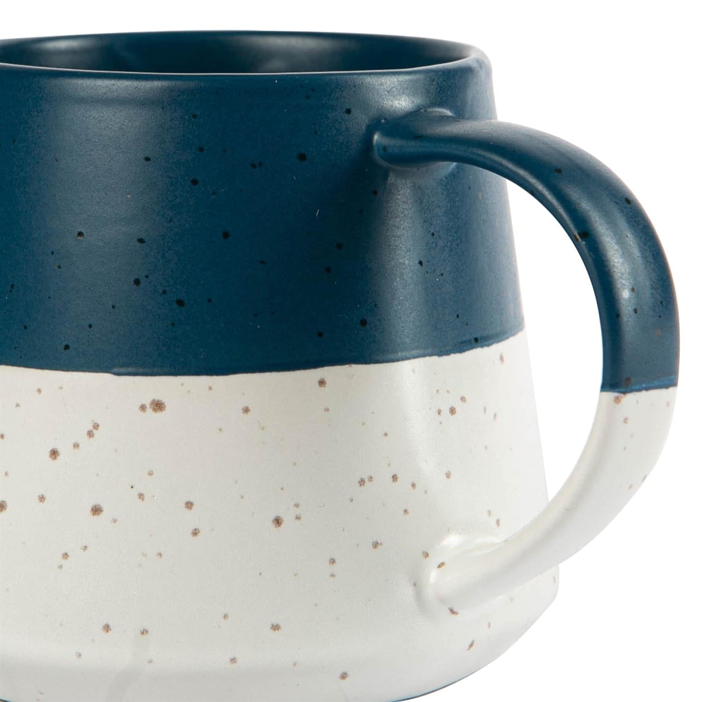 370ml Blue Colour Block Flecked Stoneware Belly Mugs - Pack of Four