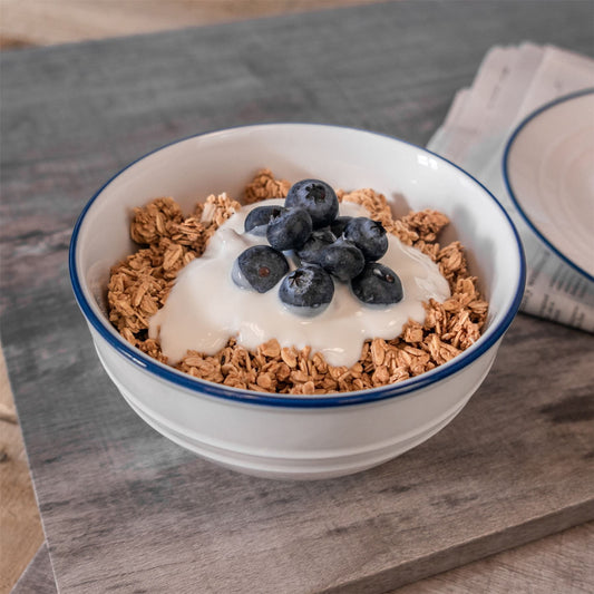 15cm Farmhouse White Porcelain Cereal Bowls - Pack of Six