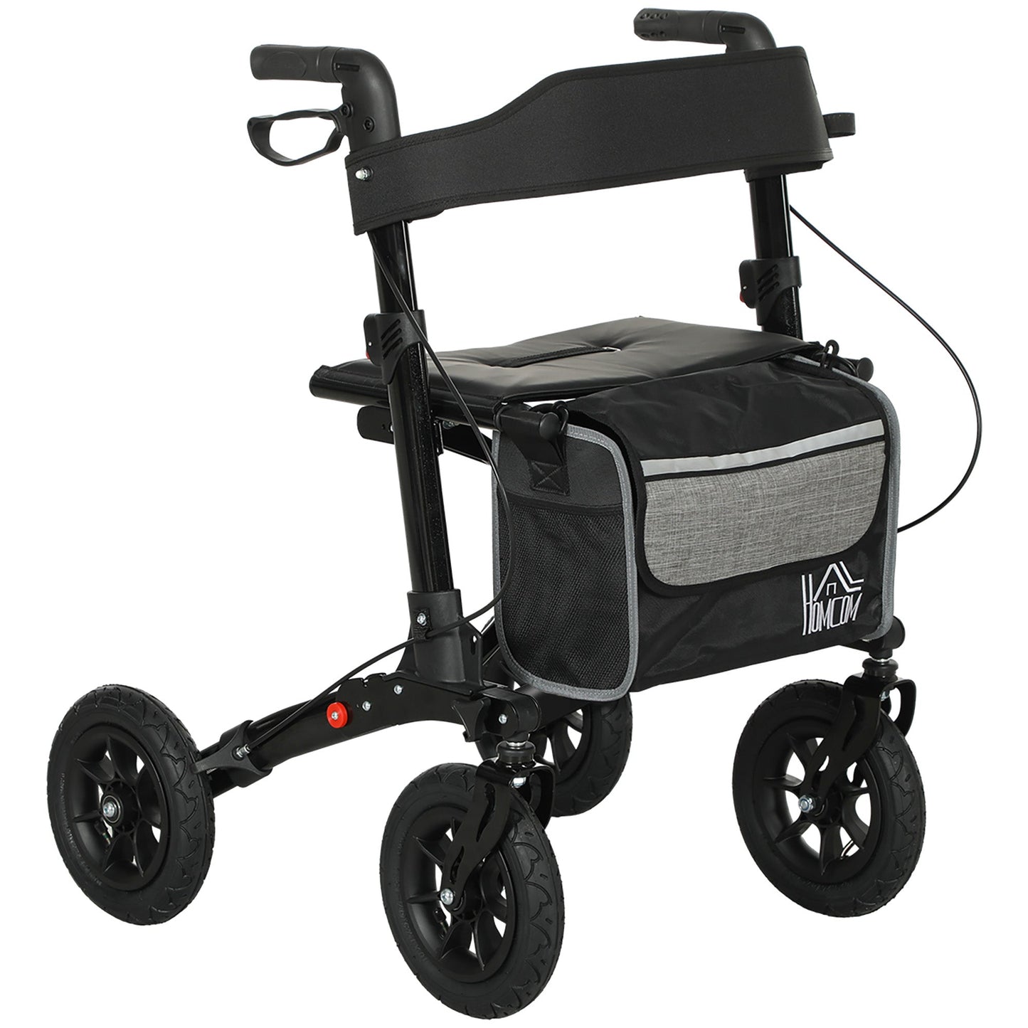 HOMCOM Rollator Walker with Padded Seat, Backrest, All-terrain Wheels