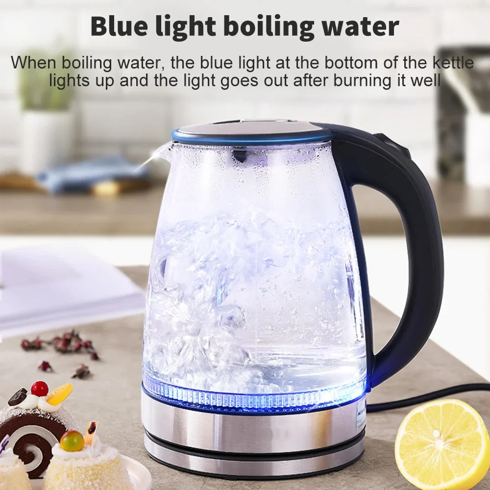 2L Electric Glass Kettle – 1500-1800W Fast Boil Hot Water Heater Auto Shut-Off