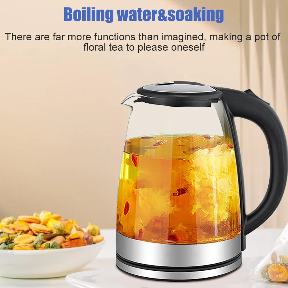 2L Electric Glass Kettle – 1500-1800W Fast Boil Hot Water Heater Auto Shut-Off