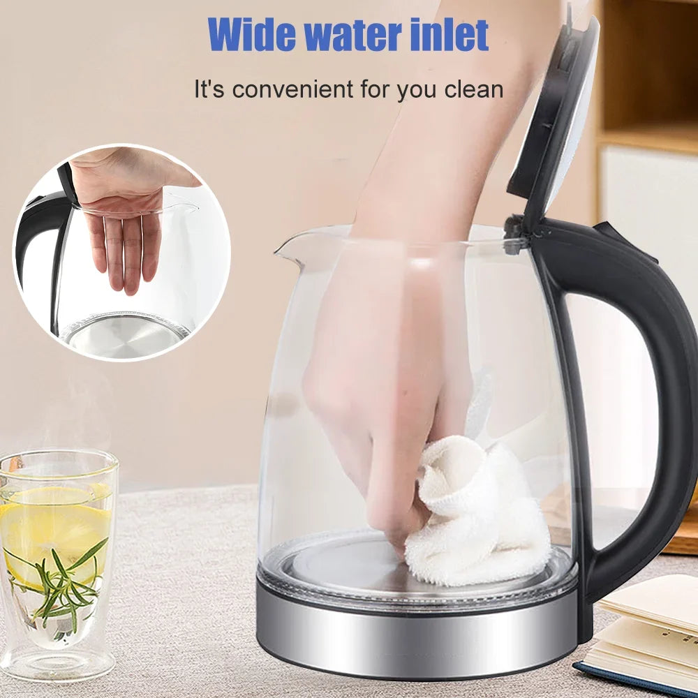 2L Electric Glass Kettle – 1500-1800W Fast Boil Hot Water Heater Auto Shut-Off