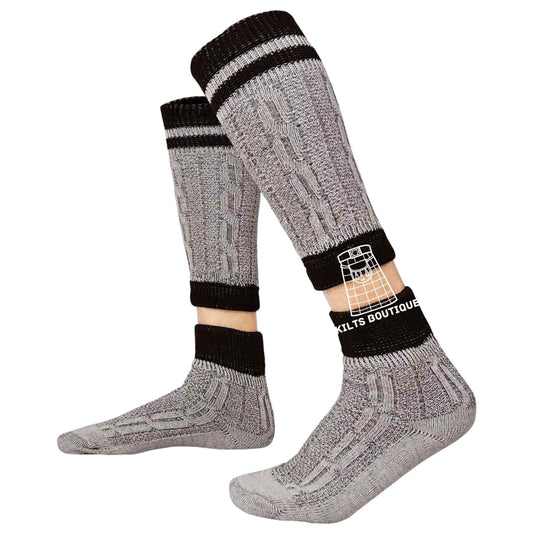 Traditional Bavarian Two-Piece Socks – Rustic Striped Oktoberfest Lederhosen Socks