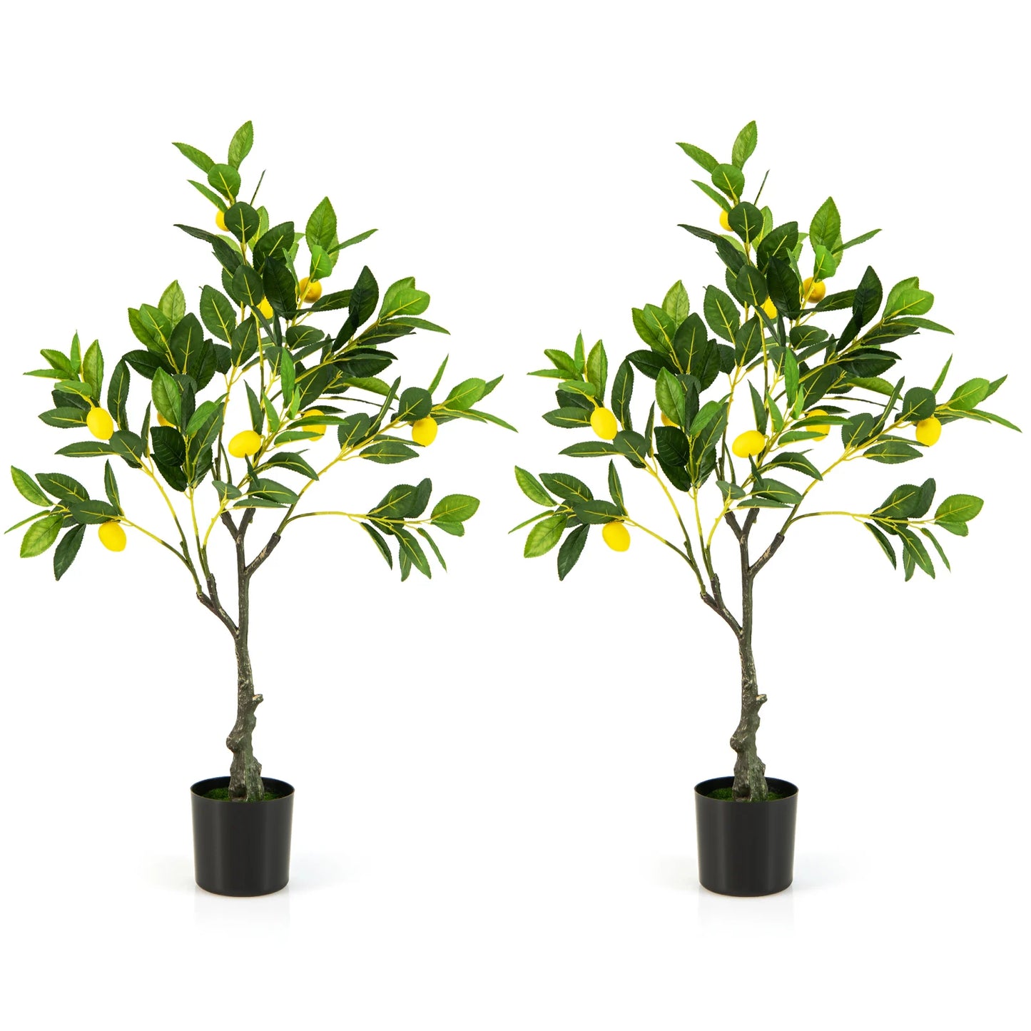 2 Pack 80cm Fake Lemon Plant with Lemon Fruits and Cement Pot