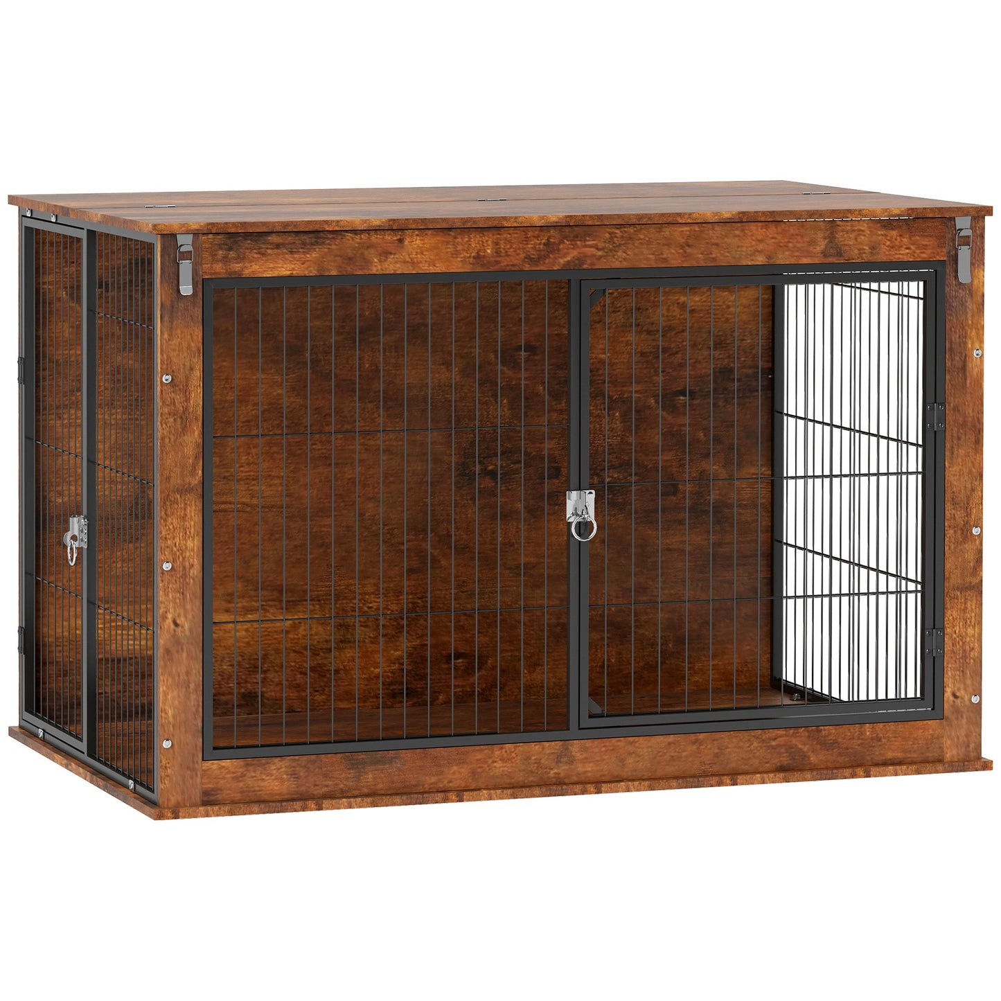 PawHut Dog Crate Furniture with Flip-up Top, 2 Doors, for Large Dogs