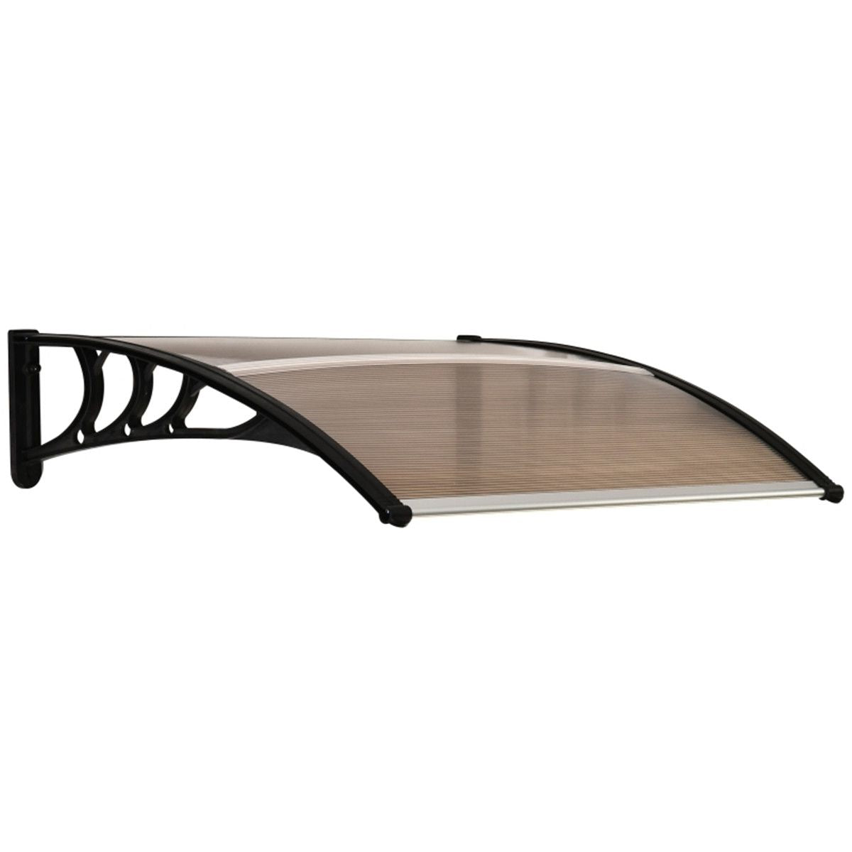 Outsunny Door Canopy (Brown Sheet & Black Bracket) 75 L x 120 W x 23 H cm