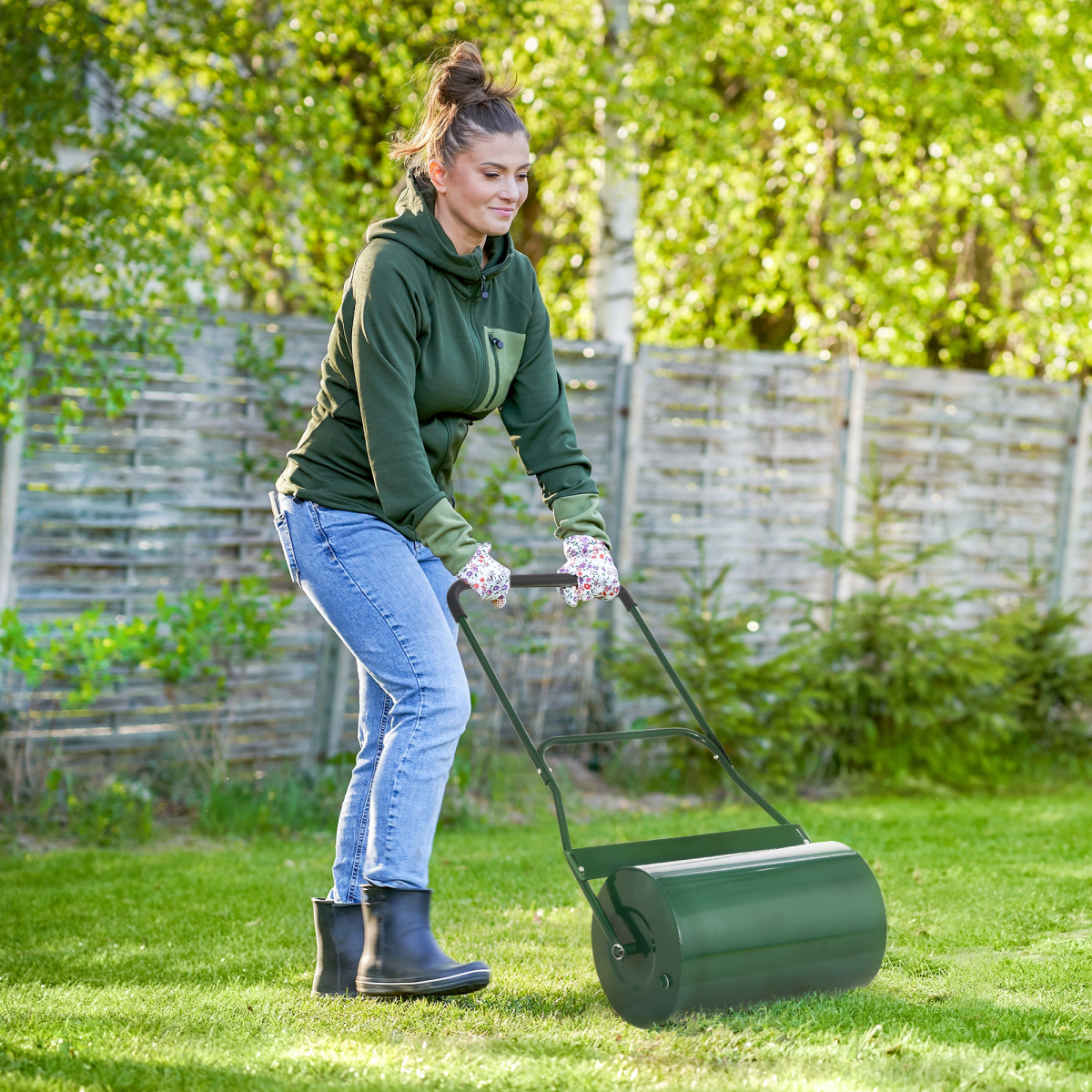 Steel Lawn Grass Roller 50L  cm-Green