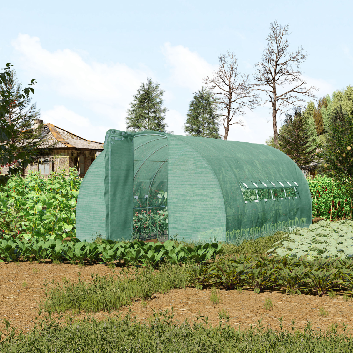 6 x 3M Reinforced Walk-in Polytunnel Garden Greenhouse Steel Frame