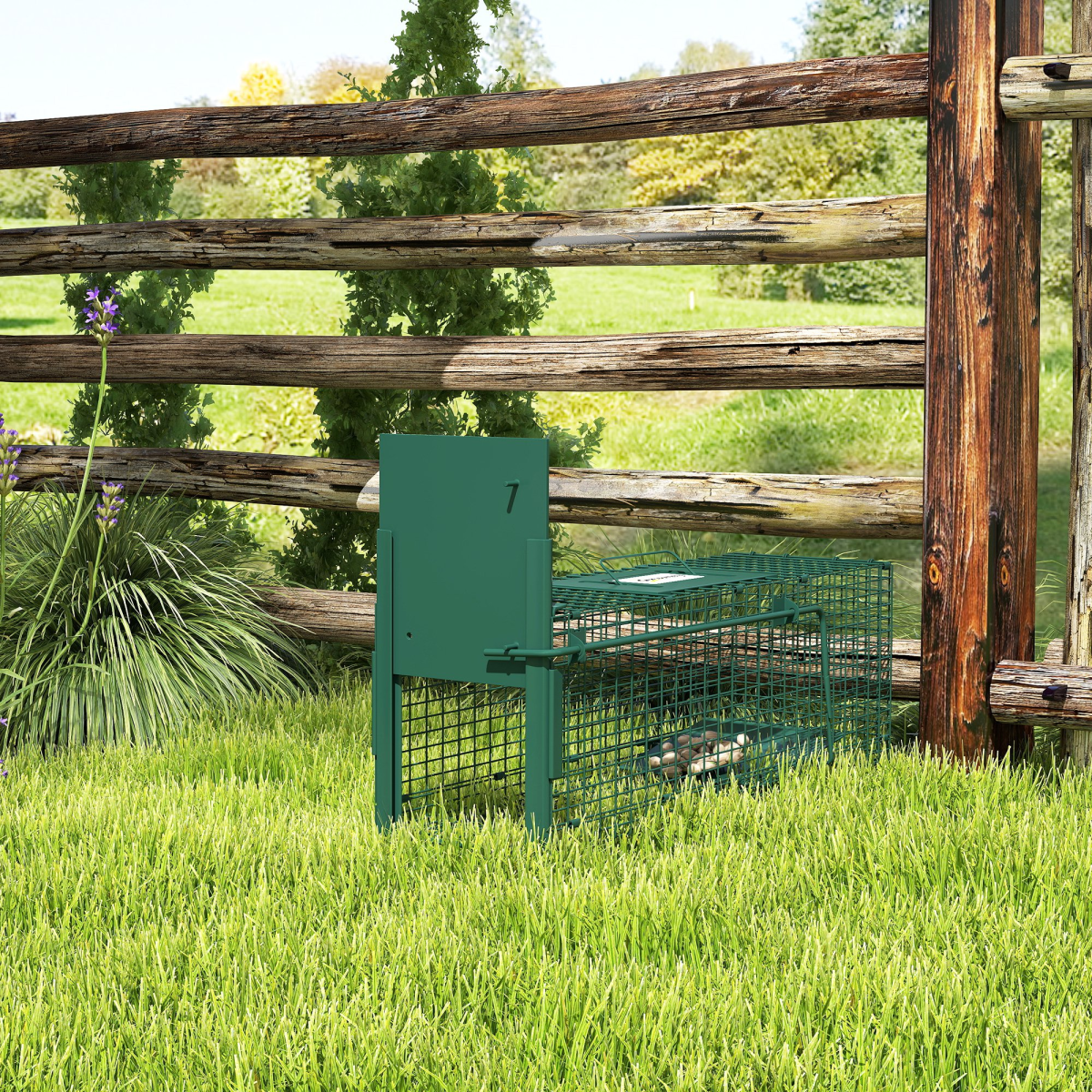 Outsunny Single Door Rat Trap for Small Animals, Dark Green