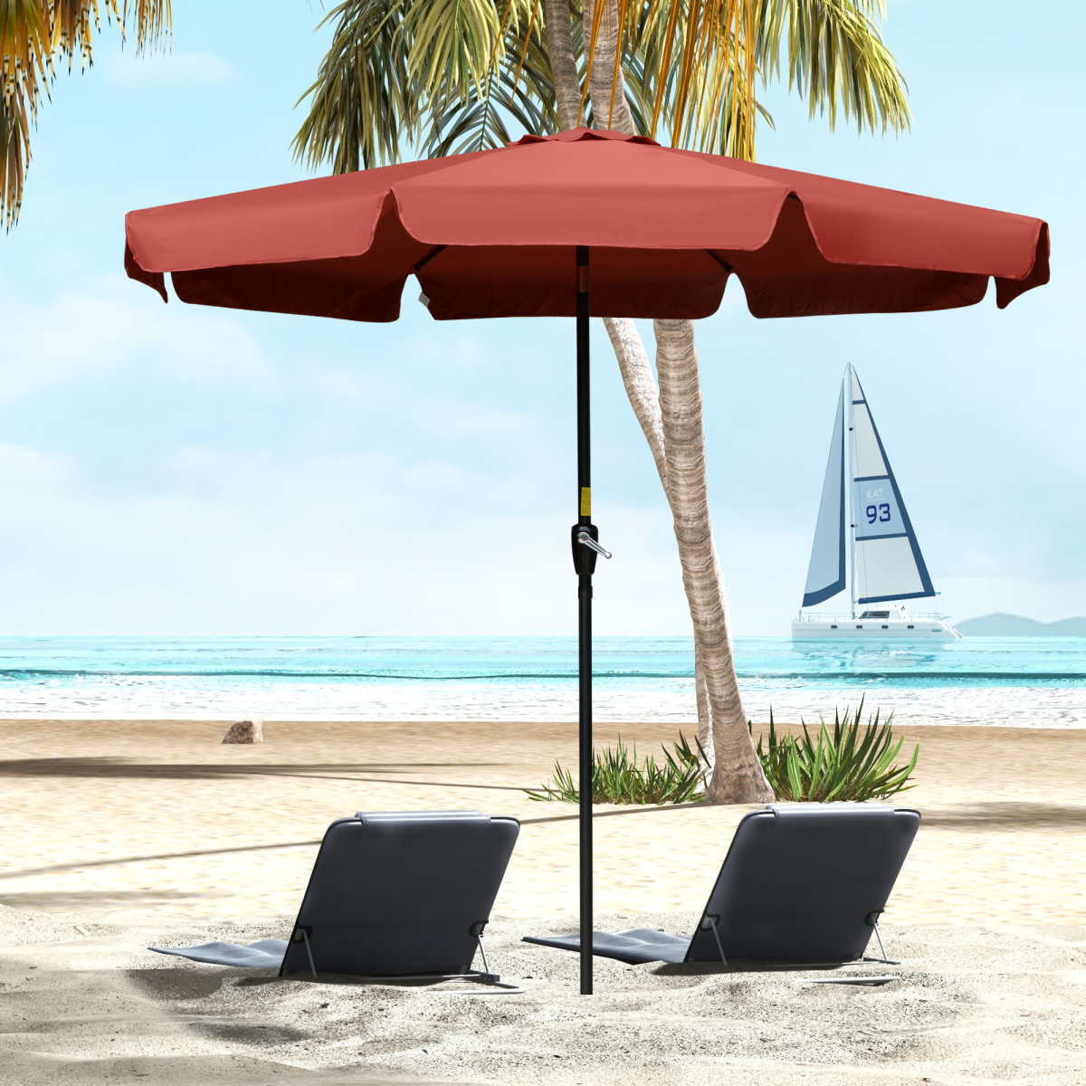 2.66m Patio Umbrella Garden Parasol Wine Red
