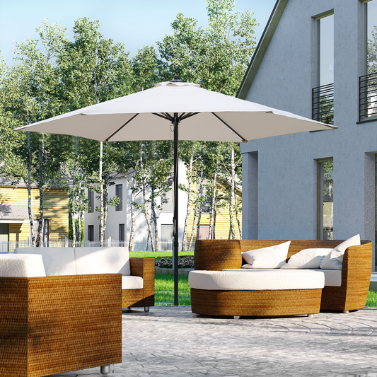 ?2.8m Patio Umbrella Parasol Outdoor Table Umbrella 6 Ribs Manual Push