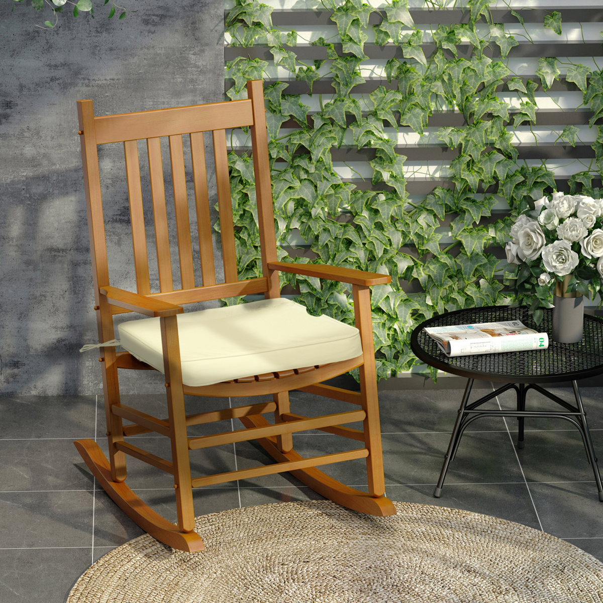 Outsunny Set of 6 Chair Cushion Seat Pads Dining Chair w/ Straps Indoor Outdoor