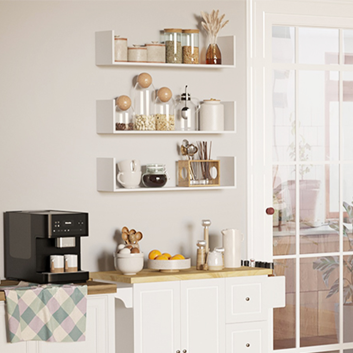 Set of 3 Wooden Floating Shelves Wall Mount CD DVD Display White HOMCOM