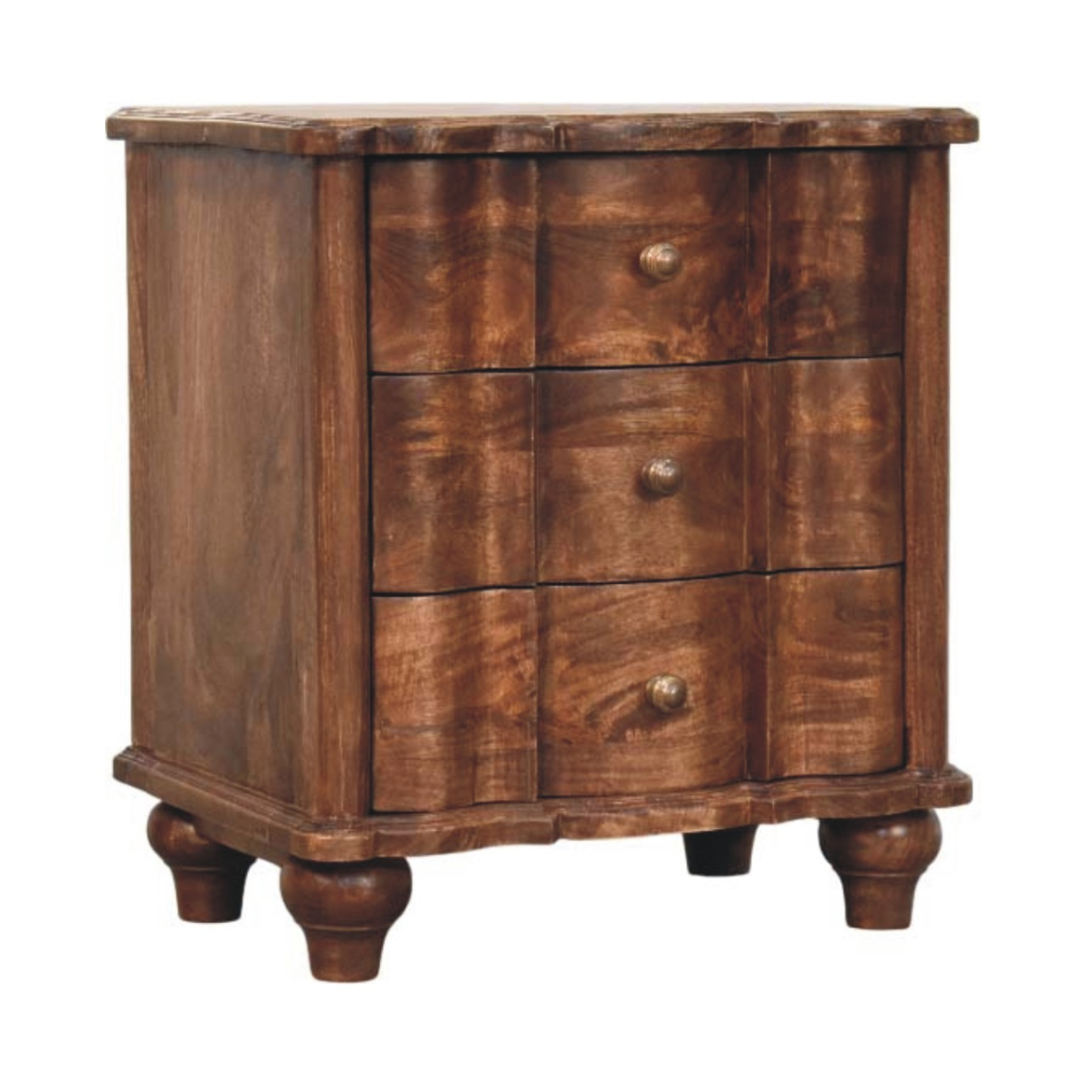 Artisan Furniture Solid Wood Valencia Bedside, 3 Drawers, Brown
